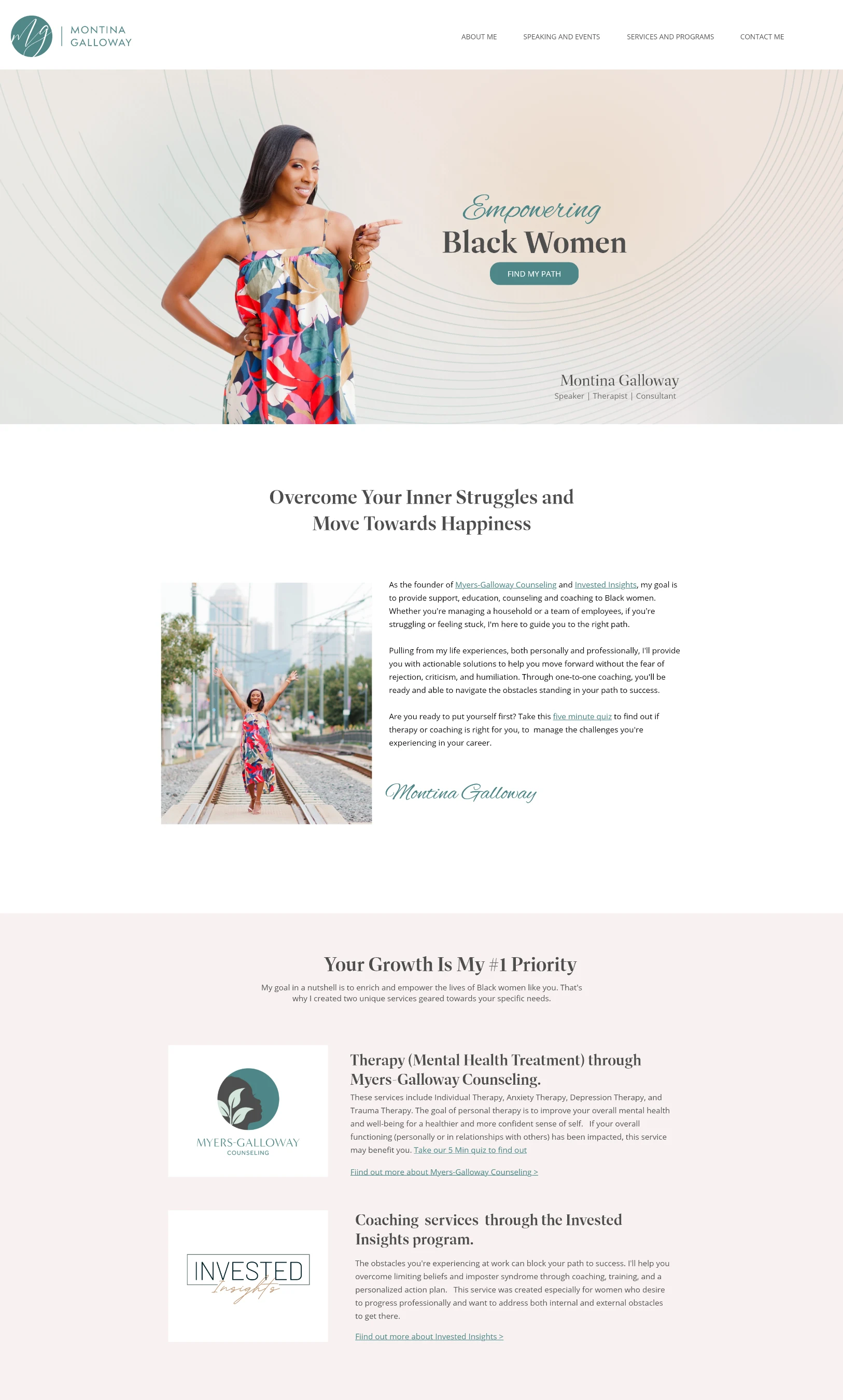 Montina Myers-Galloway website design