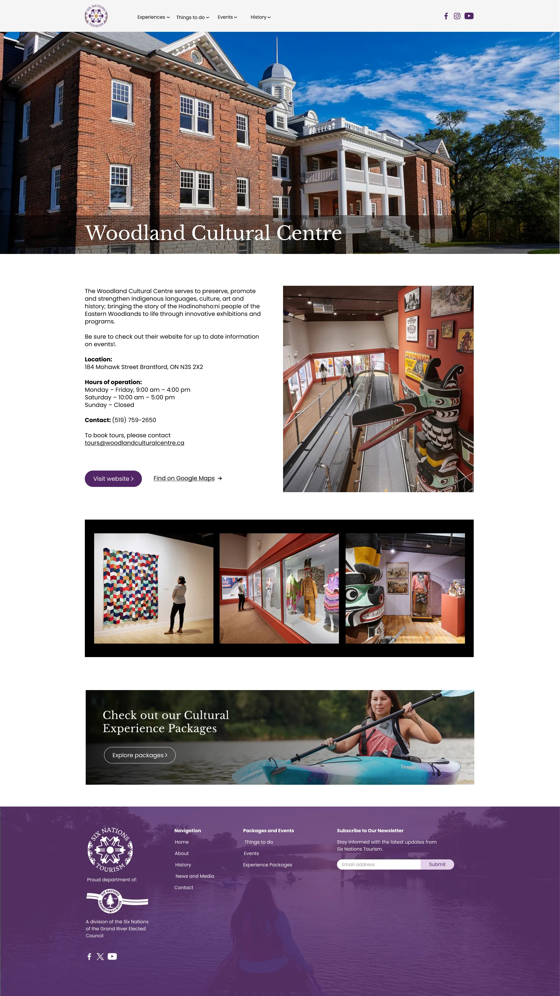 Six Nations Tourism Chiefswood National Historic Site page design