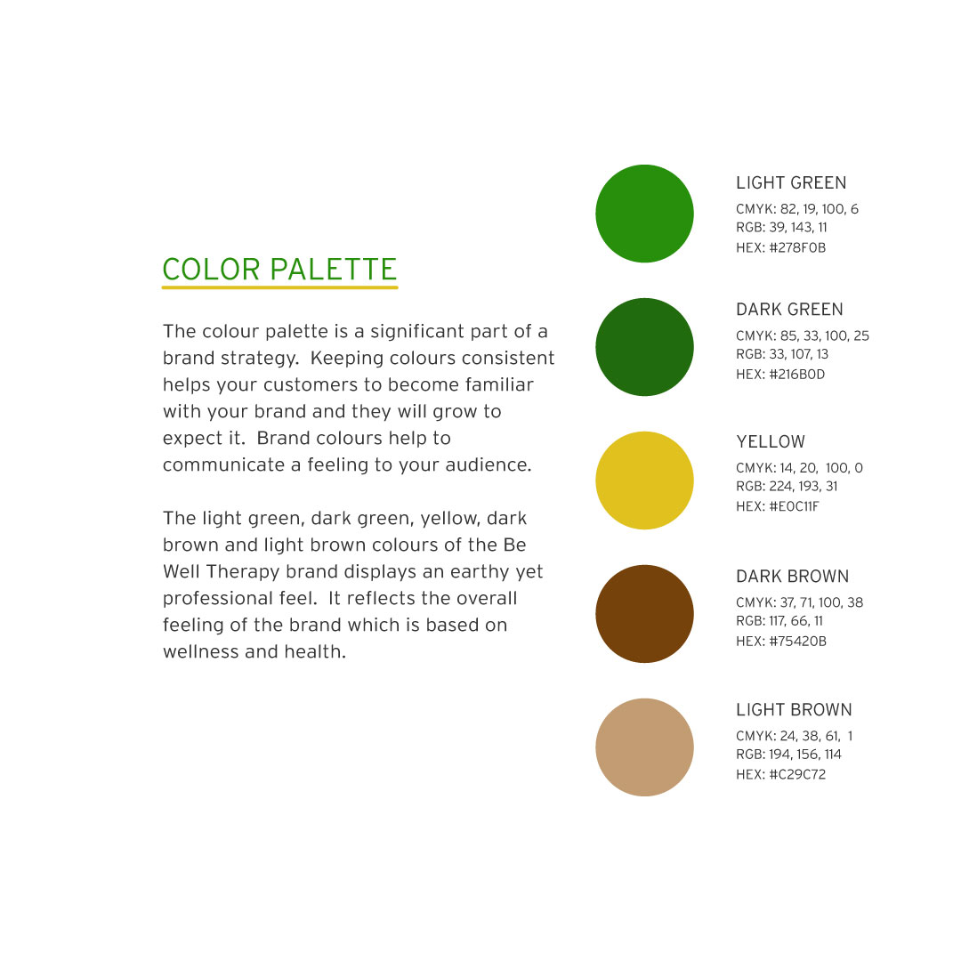Be Well Therapy PLLC brand color palette