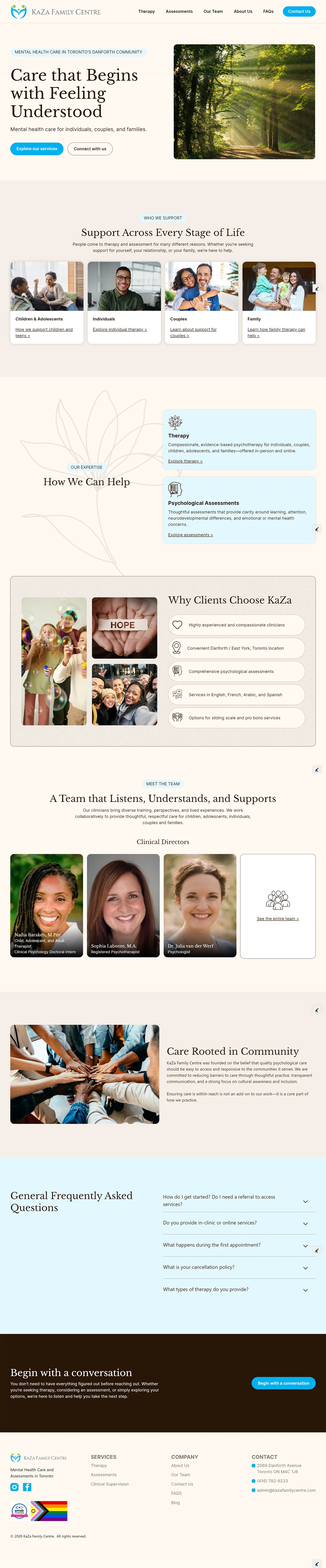 KaZa Family Centre website design